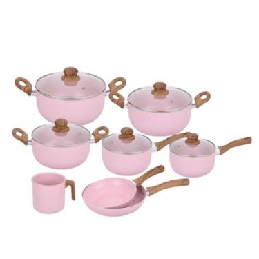 Imagem de Jogo De Panelas Antiaderente Cerâmica Vanilla Sahara 8 Peças - Casambi