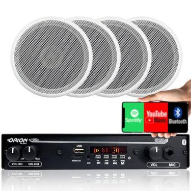 Imagem de Kit 4 Caixas Som Ambiente Teto 5 Pol + Amplificador Bluetooth - ORION