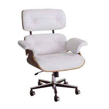 Imagem de Poltrona Charles Eames Office Exec Couro Natural Branco Cor Branco