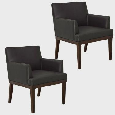 Imagem de Kit 02 Poltronas Decorativa Vitória Sala e Recepção Corino Preto - ds Móveis