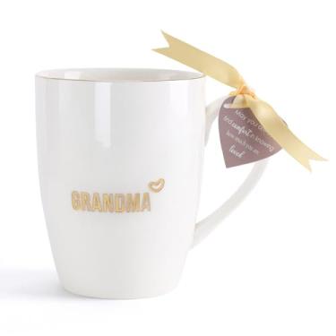 Imagem de HOME SMILE Presentes de dia das mães para avó caneca com alça - presentes de avó do neto, aniversário, dia de ação de graças, Natal, xícara de chá gravada, novidade xícara de café para trabalho de