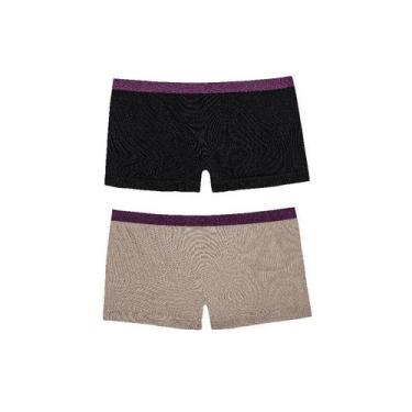 Imagem de Kit 2 Calcinhas Boxer DelRio 8291 Sem Costura, Preto, Quartz, M