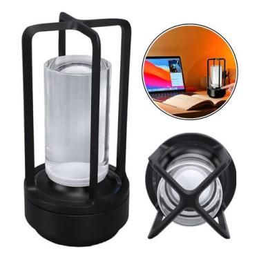 Imagem de Luminária Lamparina Mesa Decoração Vidro Touch Preto