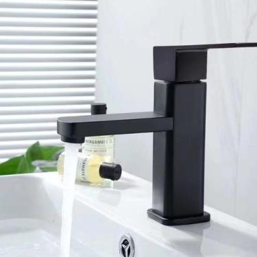Imagem de Torneira banheiro lavabo luxo inox preta 1/2 cuba - oem
