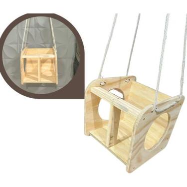 Imagem de Balanço Infantil De Madeira Com Corda Resistente 60 Kg - Pratic, Natur