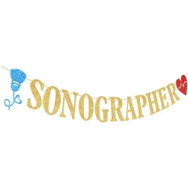 Imagem de Faixa de ultrassonografista dourada com glitter para decoração de festa de formatura de técnico de ultrassom ótima para decoração de festa de faculdade de medicina enfermeira médica suprimentos de