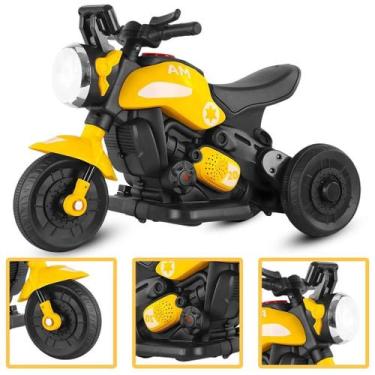 Imagem de Mini Moto Elétrica Esportiva Infantil Motoca Bivolt Triciclo Amarela -