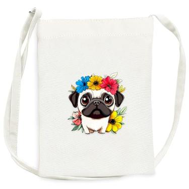 Imagem de BJDAMAI Mini bolsa de lona para adolescentes e meninas, pequena bolsa com alça de ombro para celular, chaves, batom, moeda!, Pug