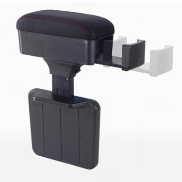 Imagem de Vechkom Caixa de armazenamento de apoio de braço de carro com suporte de copo - organizador de lacunas de assento ajustável e levantável, estojo organizador de console central, suporte universal