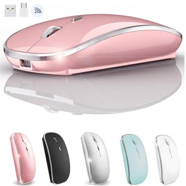 Imagem de Mouse sem fio para MacBook Pro, MacBook Air, MacBook, Mac, iMac, desktop, Chromebook Win7/8/10/11, PC, HP Dell, Laptop 2.4 USB/USB C Mouse (ouro rosa)
