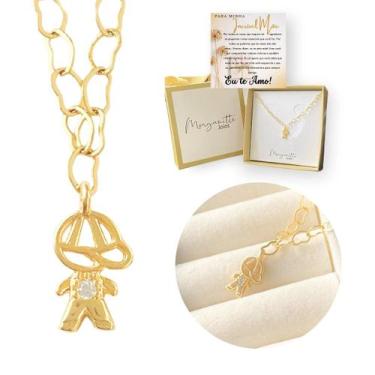 Imagem de Colar Filhos Pingentes menino e menina Banhado Ouro18k Lindo - Morgani