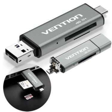 Imagem de Adaptador Leitor Cartão 3x1 P/ Celular Câmera SD TF Vention - Bbacomer