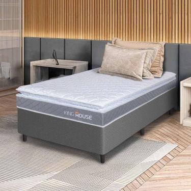 Imagem de Conjunto Box Cinza Durban Cinza Espuma D28 Solteiro 96x203x57 - King House