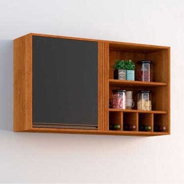 Imagem de Armário Aéreo Pérola Em Mdp 120cm Sallêto Cinamomo/ Grafite