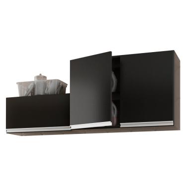 Imagem de Kit área De Serviço E Lavanderia Com 02 Armários Aéreo 80cm E 60cm 100% Mdf Preto - Abmaza
