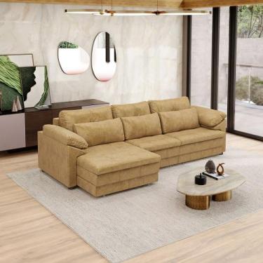 Imagem de Sofá Retrátil Manual Sala de Estar Nolan Bipartido 332cm Conforto Prem