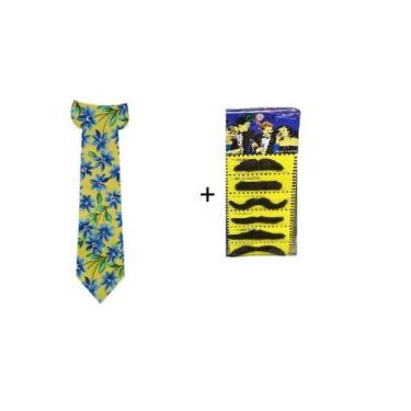 Imagem de Gravata Festa Junina De Retalhos + Cartela Bigodes-Fantasia - MOR