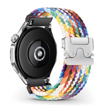 Imagem de RoYiio Pulseira de nylon para Amazfit Bip 6 / Bip 5 / Balance/Pop 3S / GTR 4 / GTR 3 Pro, respirável, macia, confortável, pulseira esportiva de nylon trançado de 22 mm para Garmin Venu 3 / Forerunner
