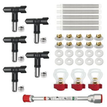 Imagem de TUDUD Pontas Para Pulverizador De Tinta Sem Ar Com Bicos Reversíveis, Haste Extensão, Protetores E Filtros Malha Acessórios Pistola Pintura