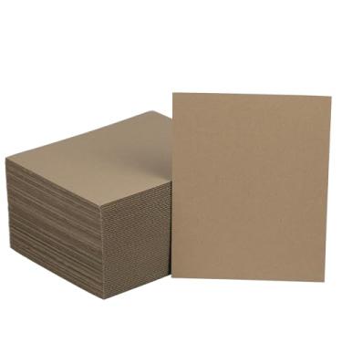 Imagem de HESESOH Pacote Com 50 Folhas De Papelão Ondulado 21,5 Cm Largura E 28,8 Largura, Folha Plana Kraft Para Kits Divisórias Vidro Materiais Artesanato, Marrom