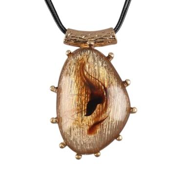 Imagem de joymiao Colar de couro para mulheres, pingente grande, gargantilha hippie, vintage, colar grosso, boêmio, para mulheres, Couro sintético Zinco, Sem Pedra Preciosa