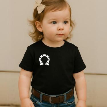 Imagem de Camiseta Infantil Blusa Feminina Country Estampa Ferradura Modinha Men