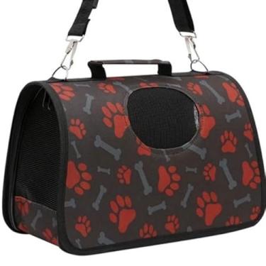 Imagem de Bolsa de Transporte Pet Rosa Estampada – Casinha Portátil para Cães e Gatos, Até 5Kg Ventilada, Dobrável, Ideal para Viagens e Passeios