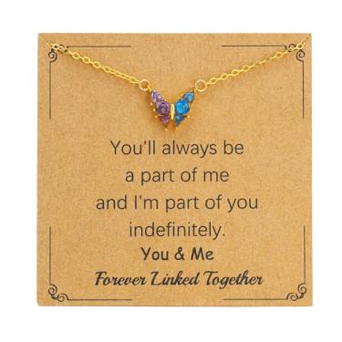 Imagem de SOPIFY Colar feminino com pedra do mês de nascimento de borboleta, dourado, delicado para mãe, filha, irmã, avó, neta, amigas, melhores presentes de pedra do mês de nascimento, Adjustable, Cobre, Sem