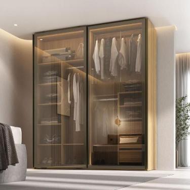 Imagem de Guarda Roupa c/ 2 Portas de Correr Reflecta e LED 100% MDF - Mambel Q,