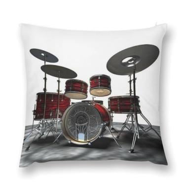 Imagem de Capas de almofada de pelúcia, conjunto de bateria legal, ultramacia, capa de almofada decorativa, 45,7 x 45,7 cm, fronha com zíper para sofá de quarto