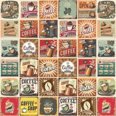 Imagem de Adesivo de Azulejo Vintage Coffee Cozinha 10x10cm 50un - Quartinhos