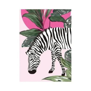 Imagem de Pantera Rosa Zebra Plantas Tropicais Abacaxi Abstrato Arte De Parede E