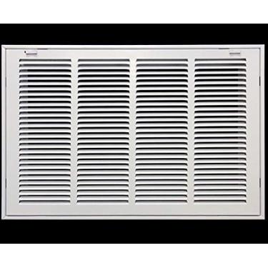 Imagem de Grade de filtro de ar de retorno de aço de 55,8 x 50,8 cm para filtro de 2,5 cm - abas de plástico fáceis para rosto/porta removíveis - cobertura de duto HVAC - face plana estampada - branco [dimensões externas: 23,75 w x 21,75 h]
