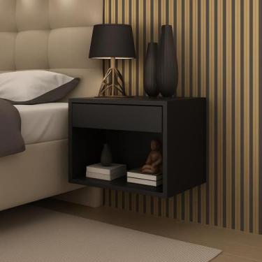 Imagem de mesa de cabeceira decore suspensa de parede gaveta e nicho - Loncie, P