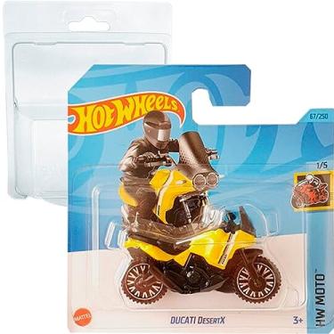 Imagem de Hot Wheels Ducati Desert X HW Moto 1/5 Yellow (67/250) HKK31 Short Card Mattel 2023 + Blister & Card Protector Pack Friki Monkey