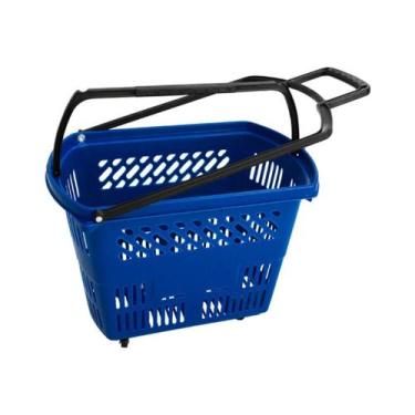 Imagem de 5 Un Cesta Cestinha Supermercado Mercado Rodas Rodinha - Semaza, Azul