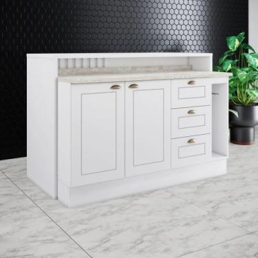 Imagem de Balcão com Ilha Gourmet 2 Portas 3 Gavetas com Tampo Americana Henn - 