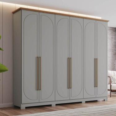 Imagem de Guarda-roupa 256cm Casal 6 Portas 6 Gavetas Americano Prime Henn, Cinz