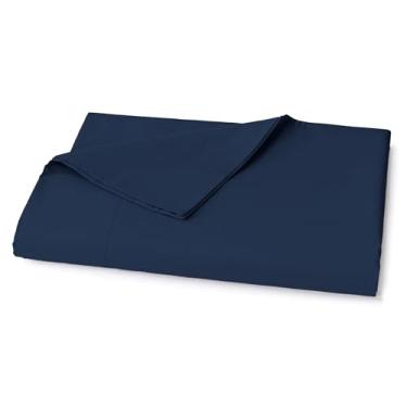 Imagem de Lane Linen Lençol de cima king size 100% algodão orgânico (274 x 264 cm) - lençol de cima king super macio 100% algodão - lençol de cama de algodão leve e durável - azul estate