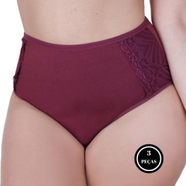 Imagem de Kit 3 Calcinha Plus Size Tanga Hot Pant 46 48 50 52 54 - c2 KIT 3 CALC