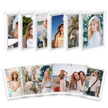 Imagem de Nirvany Pacote com 12 molduras magnéticas de acrílico para geladeira – Mini porta-fotos transparentes para impressões Instax e Polaroid, molduras magnéticas de 6 x 9 cm para exibição de geladeira