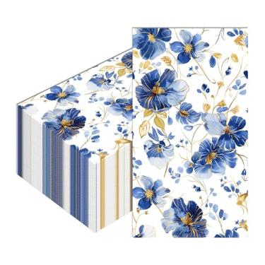 Imagem de Guardanapos de papel florais, 40 peças, guardanapos florais para convidados em aquarela, toalhas de mão descartáveis com flores silvestres, papel decorativo para banheiro, casamento, festa de