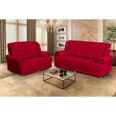 Imagem de Conjunto de Sofá 2,00 x 1,50m 3 E 2 Lugares Suede Filadélfia Vermelho 