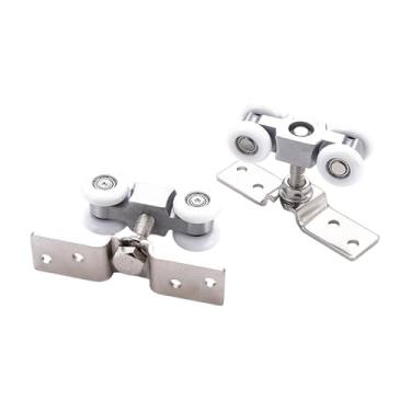 Imagem de WeiLaiKeQi Kit de 2 peças de polia de rolo para porta de correr, 4 rodas, conjunto de ferragens, conjunto de rodas de trilho deslizante para porta de pátio,