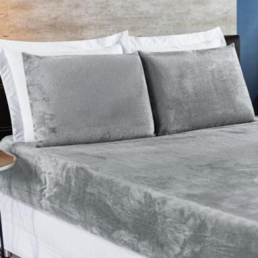 Imagem de Jogo de Cama Biasoft Queen 03 Peças Manta - Cinza - Bia Enxovais