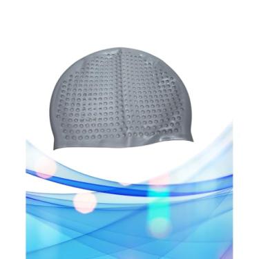 Imagem de Touca de Natação de Silicone para Adultos, com bolinhas, À Prova D'água e Antiderrapante(cinza)