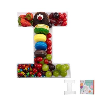 Imagem de Bandeja de charcutaria de acrílico com letras e números de 28 cm – Caixa de alfabeto reutilizável preenchível para doces, lanches, cupcakes – Travessa de servir para aniversário, casamento, festa de