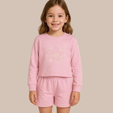 Imagem de Conjunto Infantil Blusa Manga Longa e Shorts  Estampa "Cool to be Kind