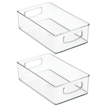 Imagem de Organizador de armazenamento de plástico empilhável para home office mDesign, Clear, 10 x 6 x 3, 1