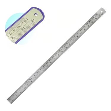 Imagem de Régua Aço Inox 60 Cm 24 Pol. Patchwork Artesanato Scrapbook Para Desenho Escola Artesanato Patch Projetista Costureira Desenhista Cor Prateado Projeto Patchwork Para Desenho Escola - Lanmax/NYBC